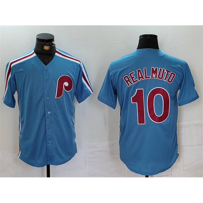 Philadelphia Phillies #10 J.T. Realmuto Blue MIKSHPS Cool Base Stitched Jersey