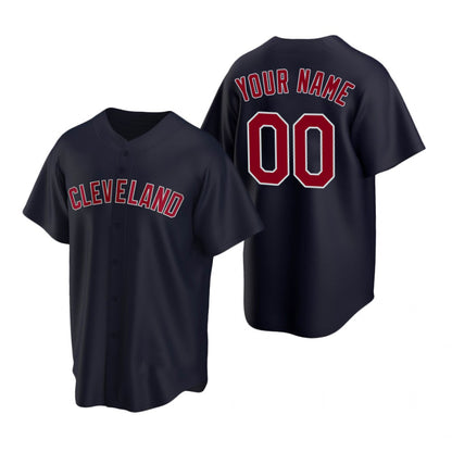 Custom Cleveland Indians Navy MIKSHPS Stitched Cool Base Jersey
