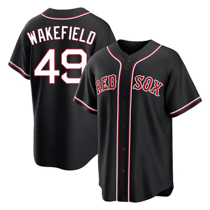 Boston Red Sox #49 Tim Wakefield Player Black MIKSHPS Out Home Game Stitched Jerseys