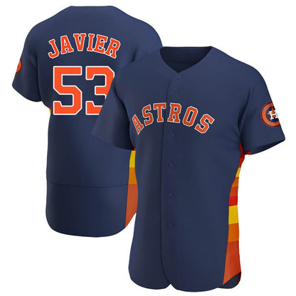Houston Astros #53 Cristian Javier Player Navy MIKSHPS Home Limited Elite Stitched Jerseys