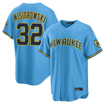 Milwaukee Brewers #32 Jacob Misiorowski Player Light Blue MIKSHPS Road Stadium Game Stitched Jerseys