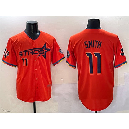 Houston Astros #11 Cam Smith Orange MIKSHPS 2025 City Connect With Texas Patch Limited Stitched Jersey