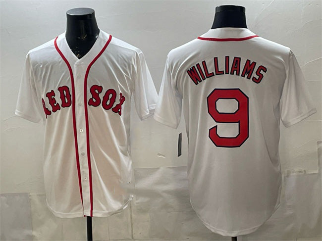 Boston Red Sox #9 Ted Williams White MIKSHPS Cool Base Stitched Jersey