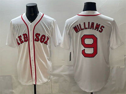 Boston Red Sox #9 Ted Williams White MIKSHPS Cool Base Stitched Jersey