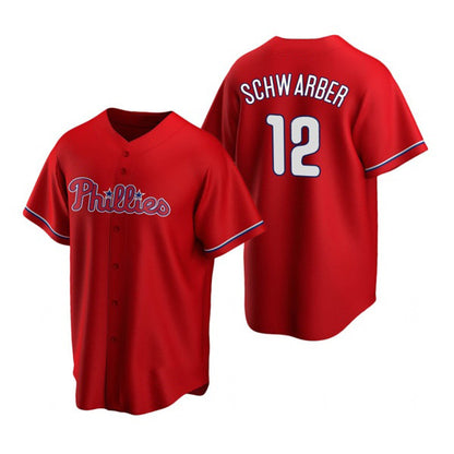 Philadelphia Phillies #12 Kyle Schwarber Red MIKSHPS Cool Base Stitched Jersey