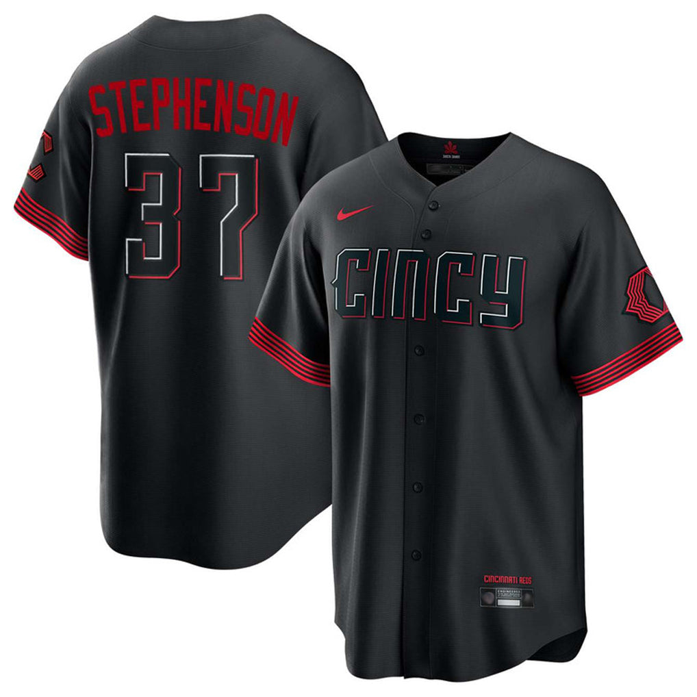 Cincinnati Reds #37 Tyler Stephenson Player Black MIKSHPS City Connect Home Game Stitched Jerseys