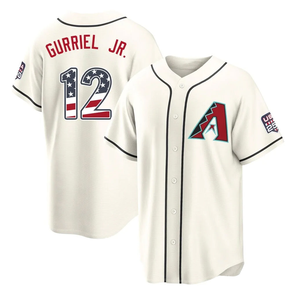 Arizona Diamondbacks #12 Lourdes Gurriel Jr Player Cream MIKSHPS USA 250 Fourth of July Home Game Stitched Jerseys