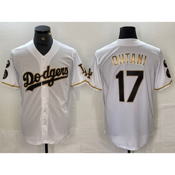 Los Angeles Dodgers #17 Shohei Ohtani White Gold MIKSHPS Fashion Stitched Cool Base Limited Jerseys