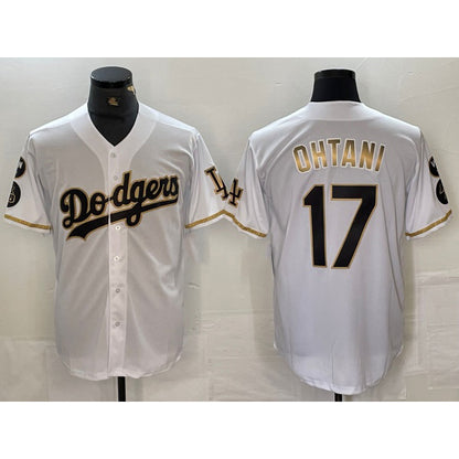 Los Angeles Dodgers #17 Shohei Ohtani White Gold MIKSHPS Fashion Stitched Cool Base Limited Jerseys