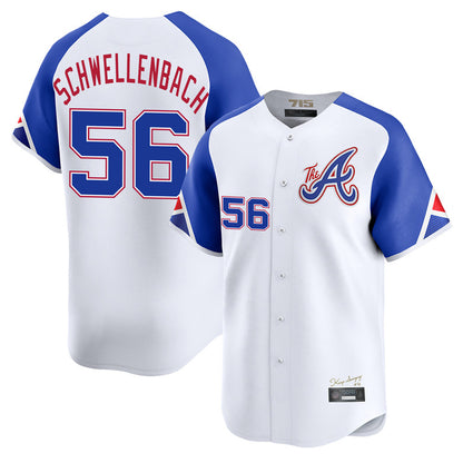 Atlanta Braves #56 Spencer Schwellenbach Player White MIKSHPS City Connect Limited Home Game Stitched Jerseys