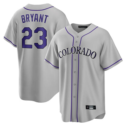 Colorado Rockies #23 Kris Bryant Player Gray MIKSHPS Game Home Stitched Jerseys