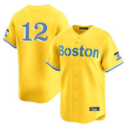 Boston Red Sox #12 Connor Wong Player Yellow MIKSHPS Limited Home Game Stitched Jerseys1