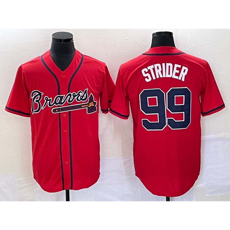 Atlanta Braves #99 Spencer Strider Red MIKSHPS Cool Base Stitched Jersey