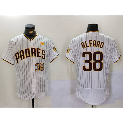 San Diego Padres #38 Jorge Alfaro White MIKSHPS With PS Patch Stitched Flex Base Jerseys