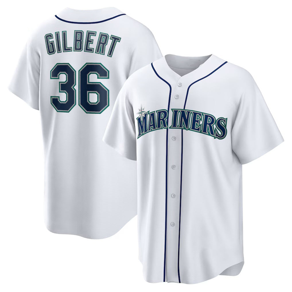Seattle Mariners #36 Logan Gilbert White MIKSHPS Home Replica Jersey