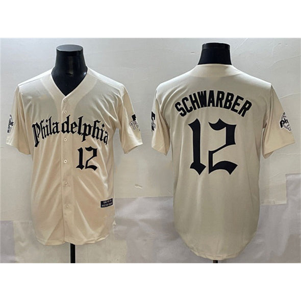Philadelphia Phillies #12 Kyle Schwarber Cream MIKSHPS Gothic Vapor Limited Stitched Jersey
