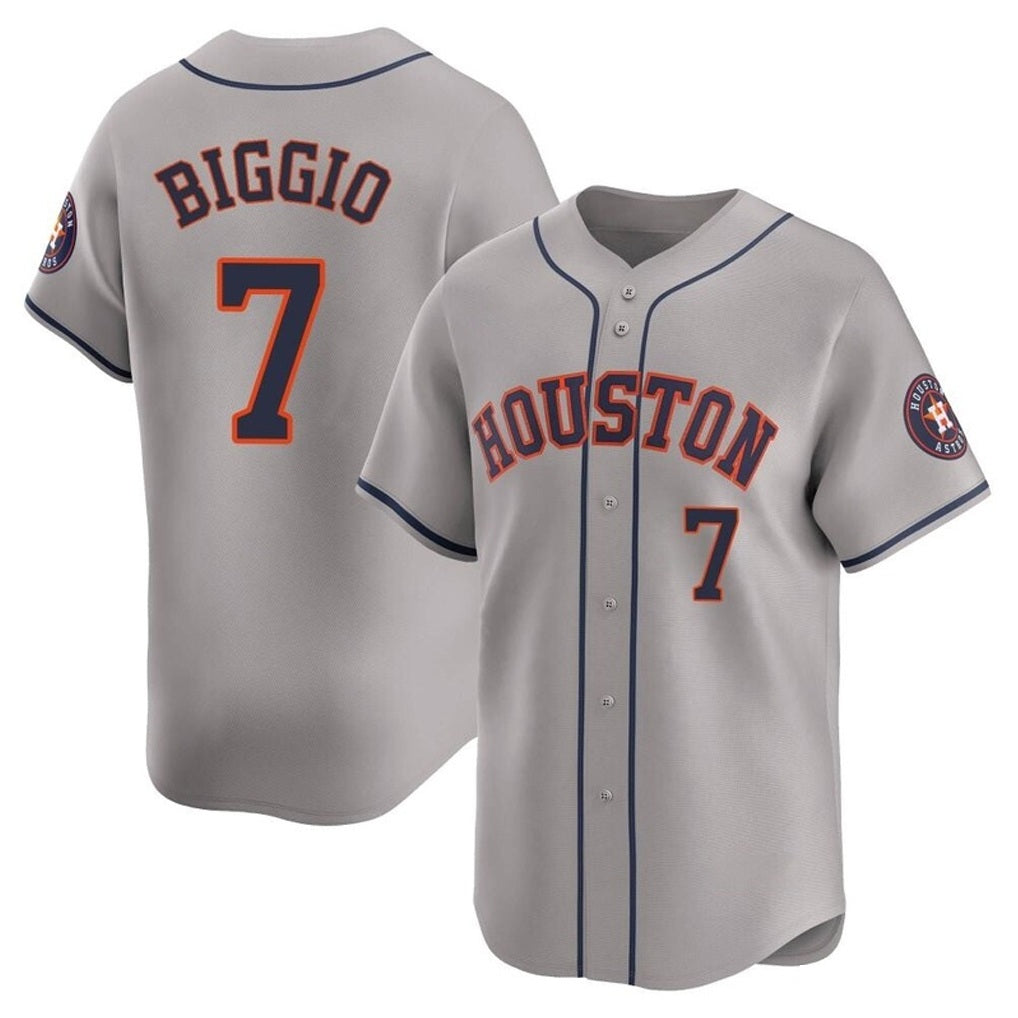 Houston Astros #7 Craig Biggio Player Gray MIKSHPS Home Limited Stitched Jerseys