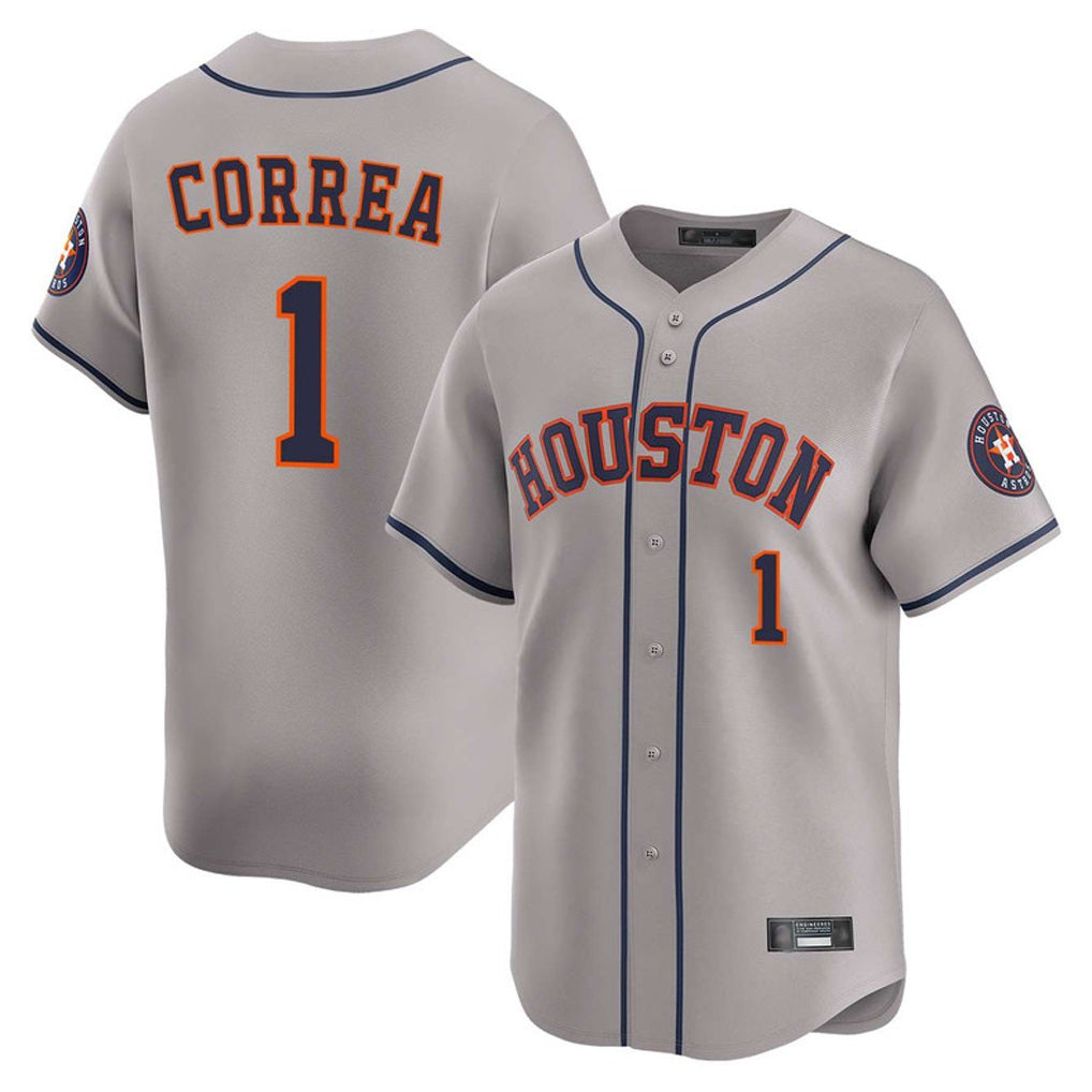 Houston Astros #1 Carlos Correa Player Gray MIKSHPS Home Limited Stitched Jerseys
