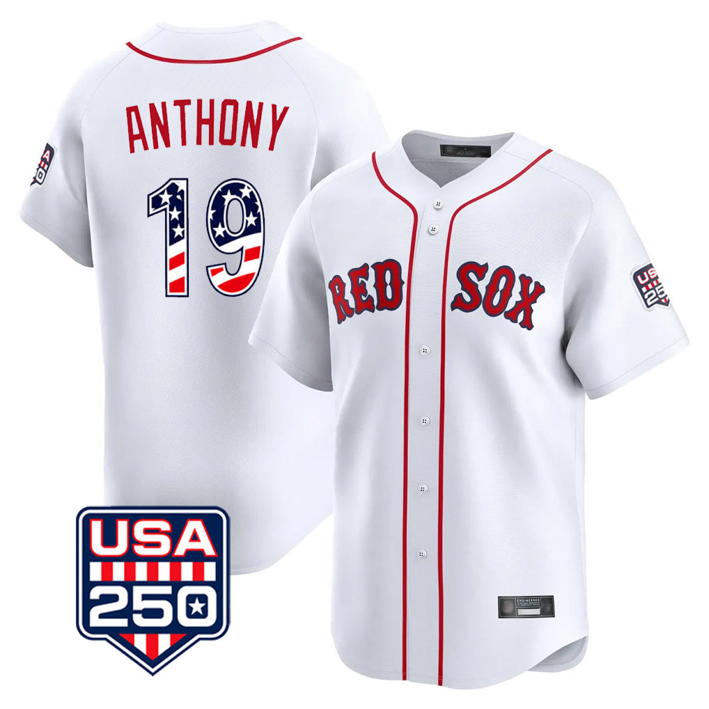 Boston Red Sox #19 Roman Anthony Player White MIKSHPS USA 250 Fourth of July Limited Home Game Stitched Jerseys