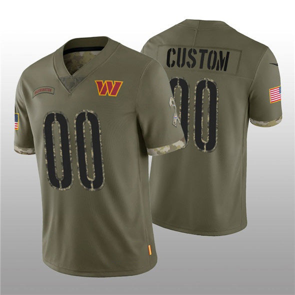 Custom W.Commanders ACTIVE PLAYER 2022 Olive MIKSHPS Salute To Service Limited Stitched Jersey