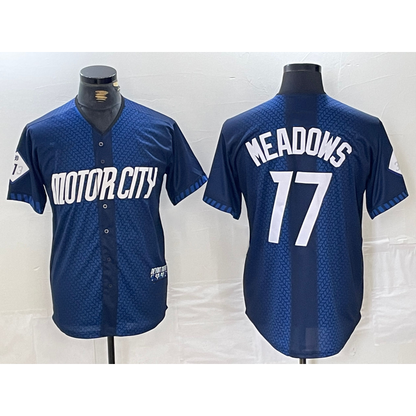 Detroit Tigers #17 Parker Meadows Navy MIKSHPS 2024 City Connect Cool Base Limited Stitched Jersey