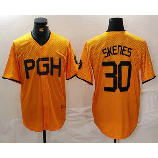 Pittsburgh Pirates #30 Paul Skenes Yellow MIKSHPS 2023 City Connect Stitched Jersey