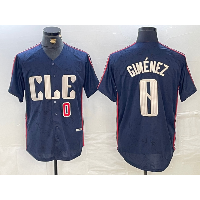 Cleveland Guardians #0 Andres Gimenez Navy MIKSHPS 2024 City Connect Limited Stitched Jerseys