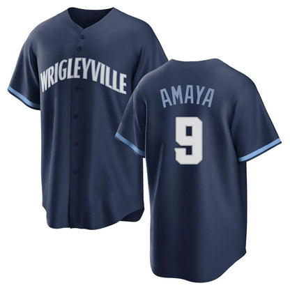 Chicago Cubs #9 Miguel Amaya Player Navy MIKSHPS City Connect Home Game Stitched Jerseys