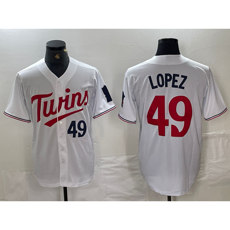 Minnesota Twins #49 Pablo Lopez Number White MIKSHPS Stitched Cool Base Jersey