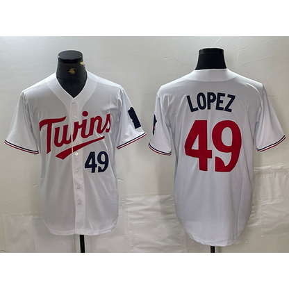 Minnesota Twins #49 Pablo Lopez Number White MIKSHPS Stitched Cool Base Jersey