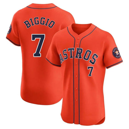 Houston Astros #7 Craig Biggio Player Orange MIKSHPS Home Limited Elite Stitched Jerseys