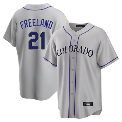 Colorado Rockies #21 Kyle Freeland Player Gray MIKSHPS Game Home Stitched Jerseys