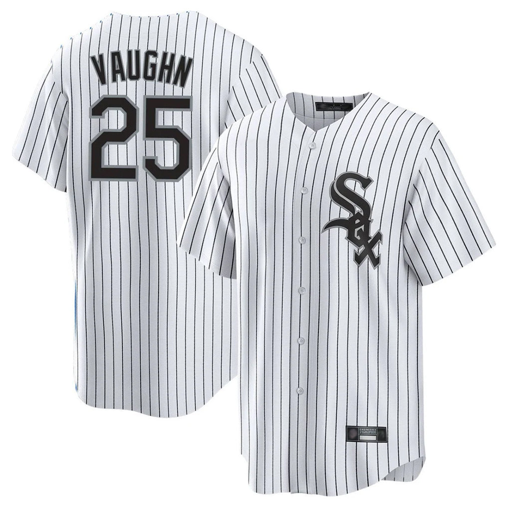 Chicago White Sox #25 Andrew Vaughn Player White MIKSHPS Stripe Home Game Stitched Jerseys