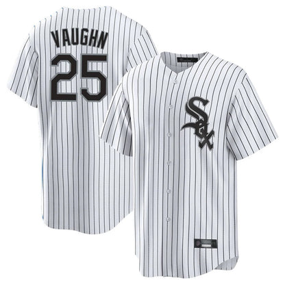 Chicago White Sox #25 Andrew Vaughn Player White MIKSHPS Stripe Home Game Stitched Jerseys