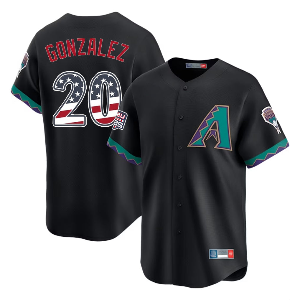 Arizona Diamondbacks #20 Luis Gonzalez Player Black MIKSHPS USA 250 Fourth of July Home Game Stitched Jerseys