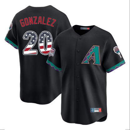 Arizona Diamondbacks #20 Luis Gonzalez Player Black MIKSHPS USA 250 Fourth of July Home Game Stitched Jerseys