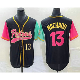 San Diego Padres #13 Manny Machado Number Black MIKSHPS NEW 2023 City Connect Cool Base Stitched Jersey