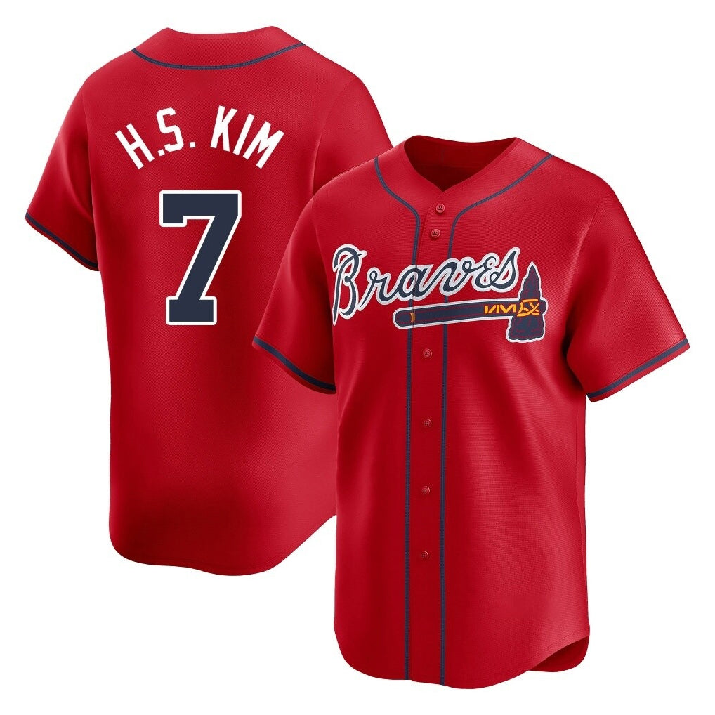 Atlanta Braves #7 Ha-Seong Kim Player Red MIKSHPS Limited Home Game Stitched Jerseys