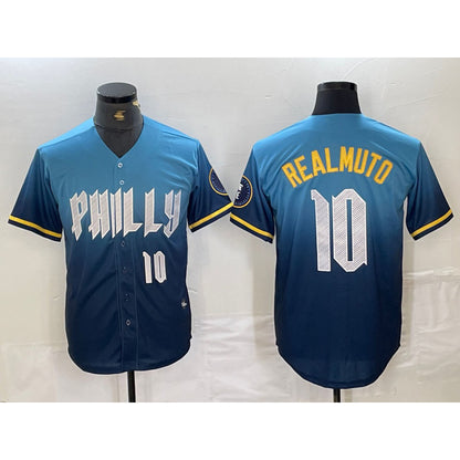 Philadelphia Phillies #10 JT Realmuto Number Blue MIKSHPS 2024 City Connect Limited Stitched Jersey 2