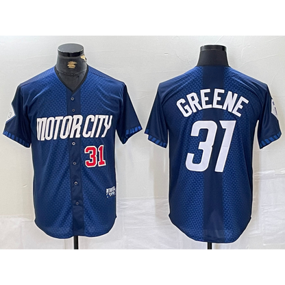 Detroit Tigers #31 Riley Greene Number 2024 Navy MIKSHPS City Connect Cool Base Limited Stitched Jersey