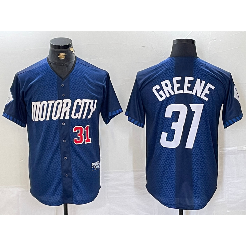 Detroit Tigers #31 Riley Greene 2024 Navy MIKSHPS City Connect Cool Base Limited Stitched Jersey