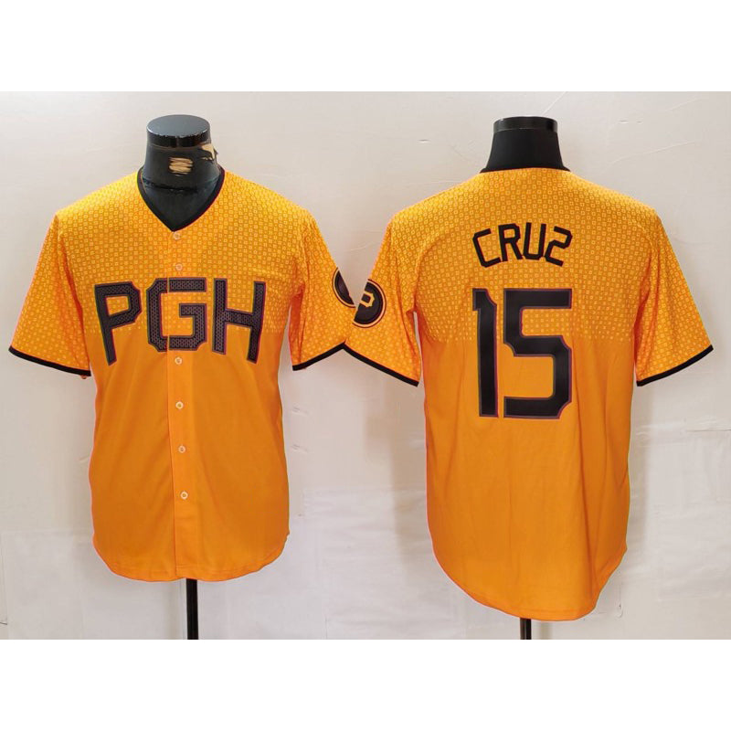 Pittsburgh Pirates #15 Oneil Cruz Yellow MIKSHPS 2023 City Connect Stitched Jersey 2