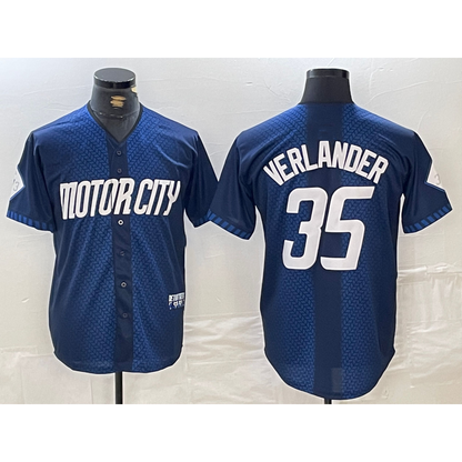 Detroit Tigers #35 Justin Verlander Navy MIKSHPS 2024 City Connect Cool Base Limited Stitched Jersey