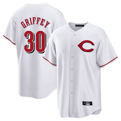 Cincinnati Reds #30 Ken Griffey Player White MIKSHPS Home Game Stitched Jerseys