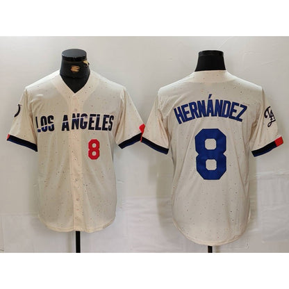 Los Angeles Dodgers #8 Kike Hernandez Number Cream MIKSHPS 2024 City Connect Limited Stitched Jerseys