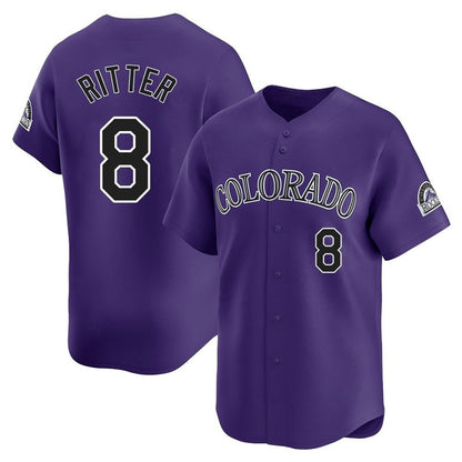 Colorado Rockies #8 Ryan Ritter Player Purple MIKSHPS Limited Home Stitched Jerseys