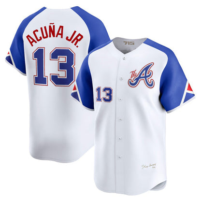 Atlanta Braves #13 Ronald Acuna Jr White MIKSHPS City Connect Limited Player Jersey
