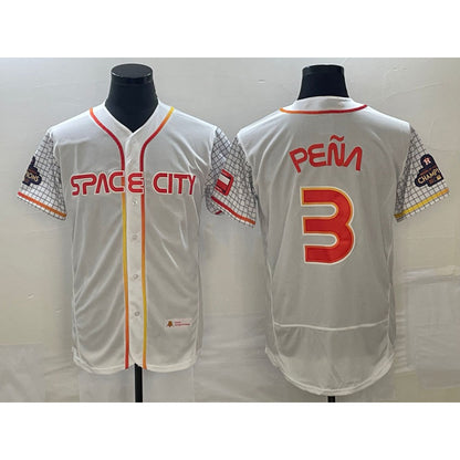 Houston Astros #3 Jeremy Pena Number White MIKSHPS 2023 City Connect Flex Base Stitched Jersey