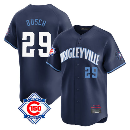 Chicago Cubs #29 Michael Busch Player Navy MIKSHPS City Connect 150th Anniversary Limited Home Stitched Jerseys