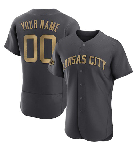 Custom Kansas City Royals Active Player Charcoal MIKSHPS 2022 All-Star Flex Base Stitched Jersey 2